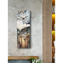 OLIVE TREE Beige & Blue Printed Contemporary Analogue Wooden Wall Clock-picture-23