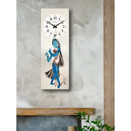 OLIVE TREE Beige and Blue Printed Wooden Contemporary Analogue Wall Clock-picture-29