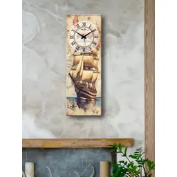 OLIVE TREE Beige & Blue Printed Wooden Contemporary Analogue Wall Clock-picture-24