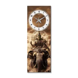 OLIVE TREE Beige & White Ethnic Motifs Printed Traditional Wooden Analogue Wall Clock-picture-37