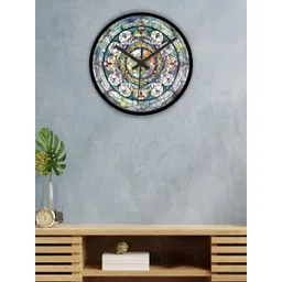OLIVE TREE Black & Green Printed Contemporary Wall Clock-picture-39