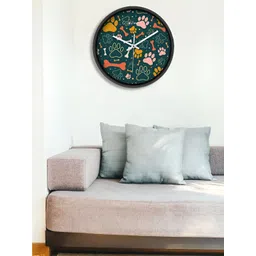 OLIVE TREE Black & Green Printed Contemporary Wall Clock-picture-17