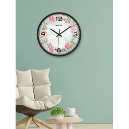 OLIVE TREE Black & Off White Printed Round Shaped Contemporary Analogue Wall Clock-picture-30