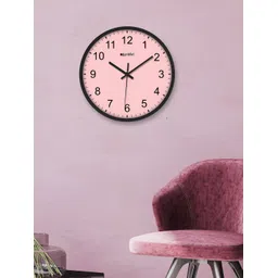 OLIVE TREE Black & Pink Printed Round Shaped Contemporary Analogue Wall Clock-picture-36