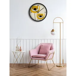 OLIVE TREE Black & Yellow Printed Contemporary Wall Clock-picture-28