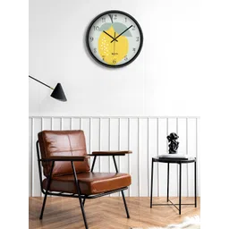 OLIVE TREE Black & Yellow Printed Contemporary Wall Clock-picture-29