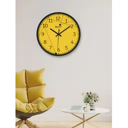 OLIVE TREE Black & Yellow Round Shaped Contemporary Analogue Wall Clock-picture-32