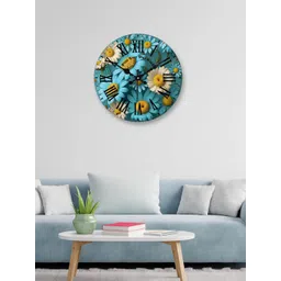OLIVE TREE Blue & Beige Printed Contemporary Wall Clock image 1