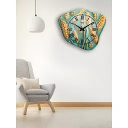 OLIVE TREE Blue & Beige Printed Wooden Contemporary Wall Clock-picture-15