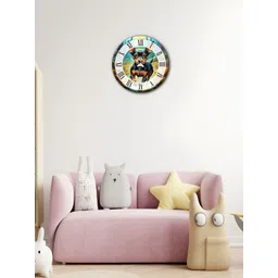 OLIVE TREE Blue & Brown Printed Contemporary Wood Wall Clock-picture-31