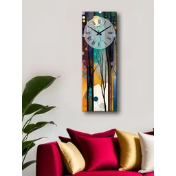 OLIVE TREE Blue & Mustard Yellow Printed Rectangle Wooden Contemporary Wall Clock-picture-11