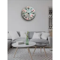 OLIVE TREE Blue & Pink Printed Analogue Contemporary Wooden Wall Clock-picture-33