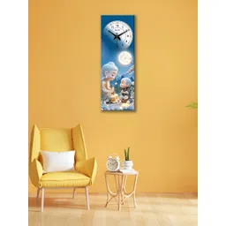 OLIVE TREE Blue & White Ethnic Motifs Printed Traditional Wooden Analogue Wall Clock-picture-14