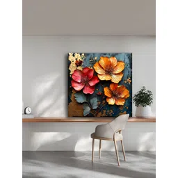 OLIVE TREE Blue & Yellow Floral And Botanical Canvas Wall Art-image-20