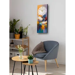 OLIVE TREE Blue & Yellow Printed Rectangle Wooden Contemporary Wall Clock image 4