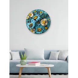 OLIVE TREE Blue & Yellow Printed Round Contemporary Wall Clock-picture-37