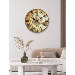 OLIVE TREE Brown & Black Printed Round Shape Contemporary Analogue Wall Clock-picture-38
