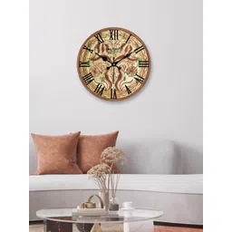 OLIVE TREE Brown & Green Printed Round Shape Contemporary Analogue Wall Clock-picture-39