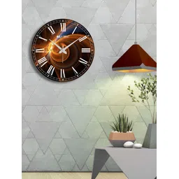 OLIVE TREE Brown & White Printed Contemporary Wooden Analogue Wall Clock-picture-42