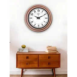 OLIVE TREE Brown & White Wooden Round Analogue Wall Clock-picture-34