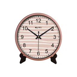 OLIVE TREE Copper-Toned & Black Printed Contemporary Round Shaped Analogue Table Clock-picture-35
