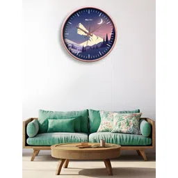 OLIVE TREE Copper-Toned & Blue Printed Contemporary Wall Clock-picture-24