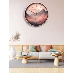 OLIVE TREE Copper-Toned & Pink Printed Contemporary Wall Clock image 1