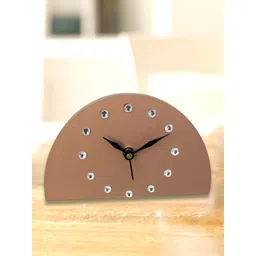 OLIVE TREE Copper-Toned Geometric Wooden Analogue Table Clock-picture-32