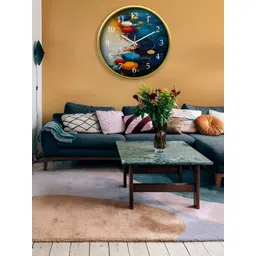 OLIVE TREE Gold-Toned & Blue Printed Contemporary Wall Clock-picture-39