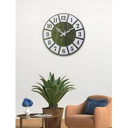 OLIVE TREE Green & White Round Contemporary Wall Clock-picture-32