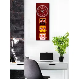 OLIVE TREE Maroon & Yellow Ethnic Motifs Printed Traditional Wooden Analogue Wall Clock-picture-40