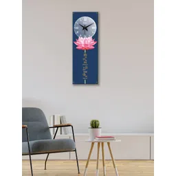 OLIVE TREE Navy Blue & Pink Floral Printed Traditional Wooden Analogue Wall Clock-picture-52