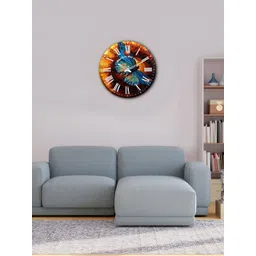 OLIVE TREE Orange & Blue Printed Analogue Contemporary Wooden Wall Clock-picture-13
