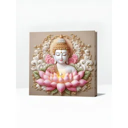 Olive Tree Pink & White Buddha Religious Canvas Wall Art-picture-26