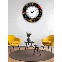 OLIVE TREE White & Black Printed Round Shaped Contemporary Wall Clock-picture-28