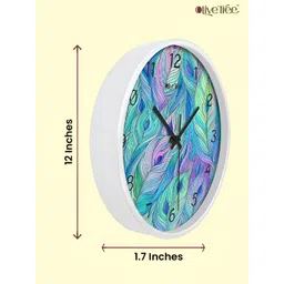 OLIVE TREE White & Blue Printed Contemporary Wall Clock image 2