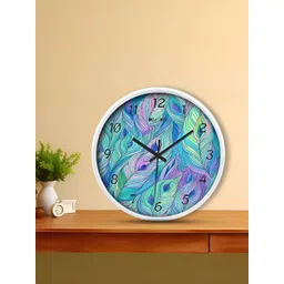 OLIVE TREE White & Blue Printed Contemporary Wall Clock image 3