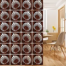 Olive Tree Wooden Hanging Room Divider for Living & Dining Room, Hall | Elegant & Modern Stylish Screen Partition|Aesthetic Separator for Home Decoration 12 Panels DIY (11.5X11.5 inch) Walnut - 7046-picture-13