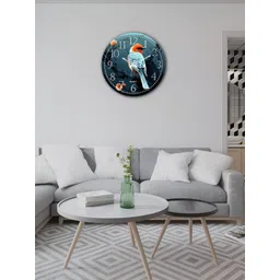 OLIVE TREE Wooden Wall Clock Navy Blue Round Printed Contemporary Wall Clock-picture-12