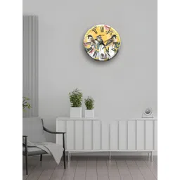 OLIVE TREE Yellow & Black Printed Contemporary Wood Wall Clock-picture-36