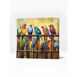 OLIVE TREE Yellow & Blue Birds And Animals Canvas Wall Art-picture-35