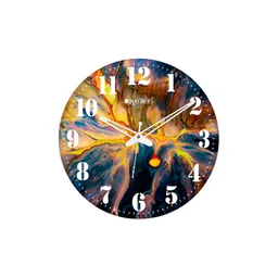 OLIVE TREE Yellow & Blue Printed Round Contemporary Wall Clock-picture-35
