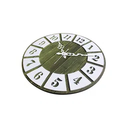 olive tree Paxton Green & White Engineered Wood Wall Clock image 5