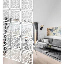 White Engineered Wood Wall Hanging Room Divider Panel-image-26