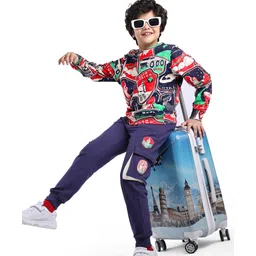 Ollington St. 100% Cotton Knit Full Sleeves Sweatshirt & Joggers Winter Wear Suit With Space Theme Print - Navy-picture-17