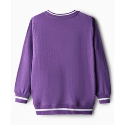 OLLINGTON ST. Cotton Knit Full Sleeves Printed Sweatshirts & Joggers Set With Sling Bag - Purple image 5