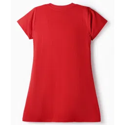 OLLINGTON ST. Cotton Sinker Knit Half Sleeves T-Shirt Dress & Denim Shrug - Red & Indigo image 5