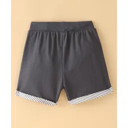 Ollypop Cotton Knee Length Solid Shorts- Charcoal Grey image 2