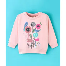 OLLYPOP Cotton Looper Knit Full Sleeves Sweatshirt Floral Print - Pink-picture-11