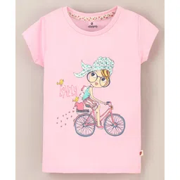 Ollypop Cotton Short Sleeves Top Girl Print - Pink-picture-25